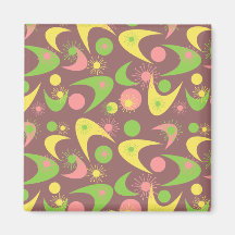 Retro Starbursts & Boomerangs Fridge Magnets
