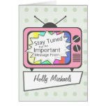 Retro Stay Tuned.....Pink TV Set Greeting Card