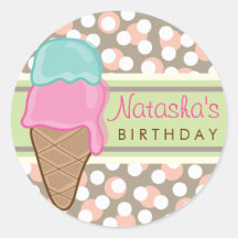 Retro Strawberry Mint Party Favours Label Sticker
