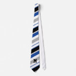 retro striped monogram tie