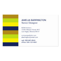 Retro stripes navy yellow creative professional business cards