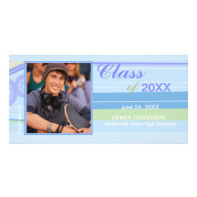 Retro Stripes Photo Invitation Photo Card