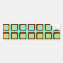 Retro Style Square Pattern Bumper Stickers