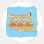 Retro Sub Sandwich Too! Round Stickers