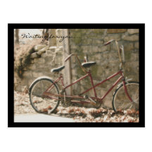 Retro tandem bike postcard