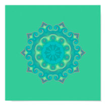 Retro Teal Kaleidoscope Abstract posters