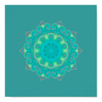 Retro Teal Kaleidoscope Abstract posters