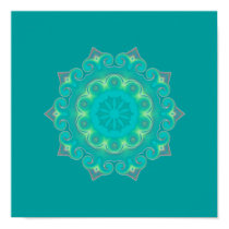 Retro Teal Kaleidoscope Abstract posters