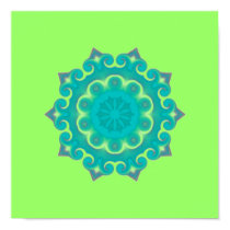 Retro Teal Kaleidoscope Abstract posters