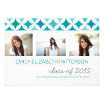 Retro Teal Photo Collage Graduation Invitation
