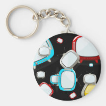 Retro Televisions Pattern Keychains