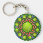 RETRO TENNIS BALL DESIGN KEYCHAINS