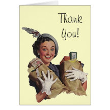 Retro Thank You note Card groceries gifts packages