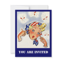 Retro Throwing Fire-Cracker Of a Party Invitation