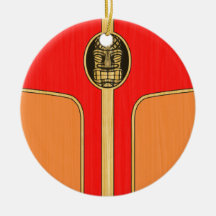 Retro Tiki Surfboard Ornament
