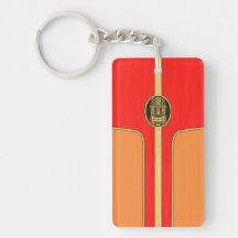 Retro Tiki Surfboard Rectangle Acrylic Keychain