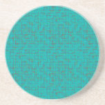 Retro Tourquoise With Lines Beverage Coaster