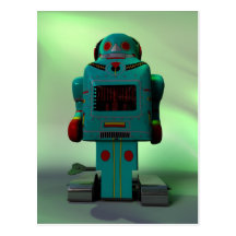 Retro Toy Robot Postcard