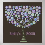 Retro Tree Personalised Name Room Wall Poster posters