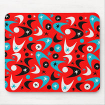 Retro Turquoise Black & White Starburst Boomerang Mousepads