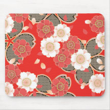 Rétro vecteur blanc rouge floral vintage mignon tapis de souris