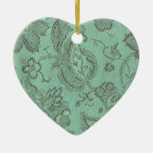 Retro Vintage Floral Sage Christmas Ornament