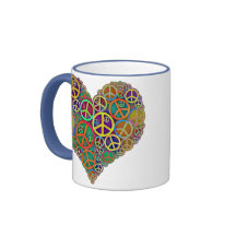 Retro Vintage Peace Heart Coffee Mugs