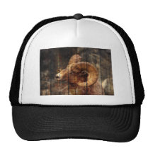 Retro vintage rusticcountry woodgrain mountain ram mesh hats