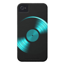 Retro Vinyl Record Album in Teal iPhone 4 Case-Mate Cases
