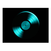 Retro Vinyl Record Album in Teal Postcard
