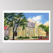 Retro watercolor church Franklin PA Poster