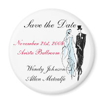 Retro Wedding, Save the Date - Customized Fridge Magnet