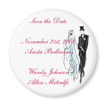Retro Wedding, Save the Date Refrigerator Magnets