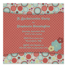 Retro whimsical dots bachelorette party invitation