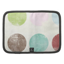 Retro whimsical teal pink brown polka dots pattern folio planners