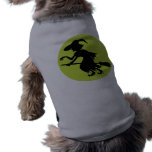 Retro Witch on Broom Silhouette pet clothing