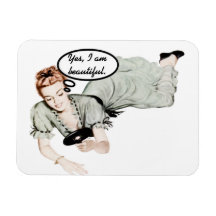 Retro Woman Humour Vinyl Magnet