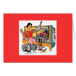 Retro Woman in Kitchen Greeting Card