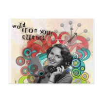 Retro Woman Word From Your Mother Postcard