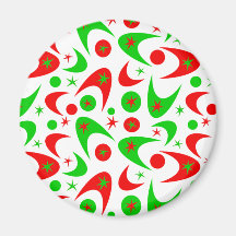 Retro Xmas Boomerang Refrigerator Magnets