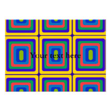 Retro yellow purple and green squares custom invitation