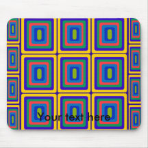 Retro yellow purple and green squares mouse pads