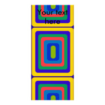 Retro yellow purple and green squares personalized rack card