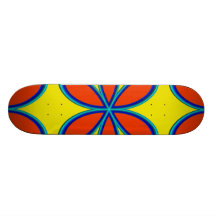 Retro Yellow Red Psychedelic Flowers Skate Board