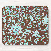 Rétros bleus layette Brown de cadeau floral modern Tapis De Souris