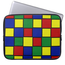 Rétros carrés de motif en vert jaune bleu rouge housses ordinateur portable