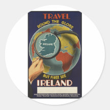 Rétros copies de voyage d'annonce vintage d'affich autocollant rond