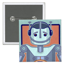 Rétros enfants bleus de robot badge