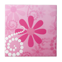 Rétros fleurs roses Girly abstraites mignonnes Carreaux