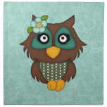 Rétros hiboux verts adorables serviette imprimée